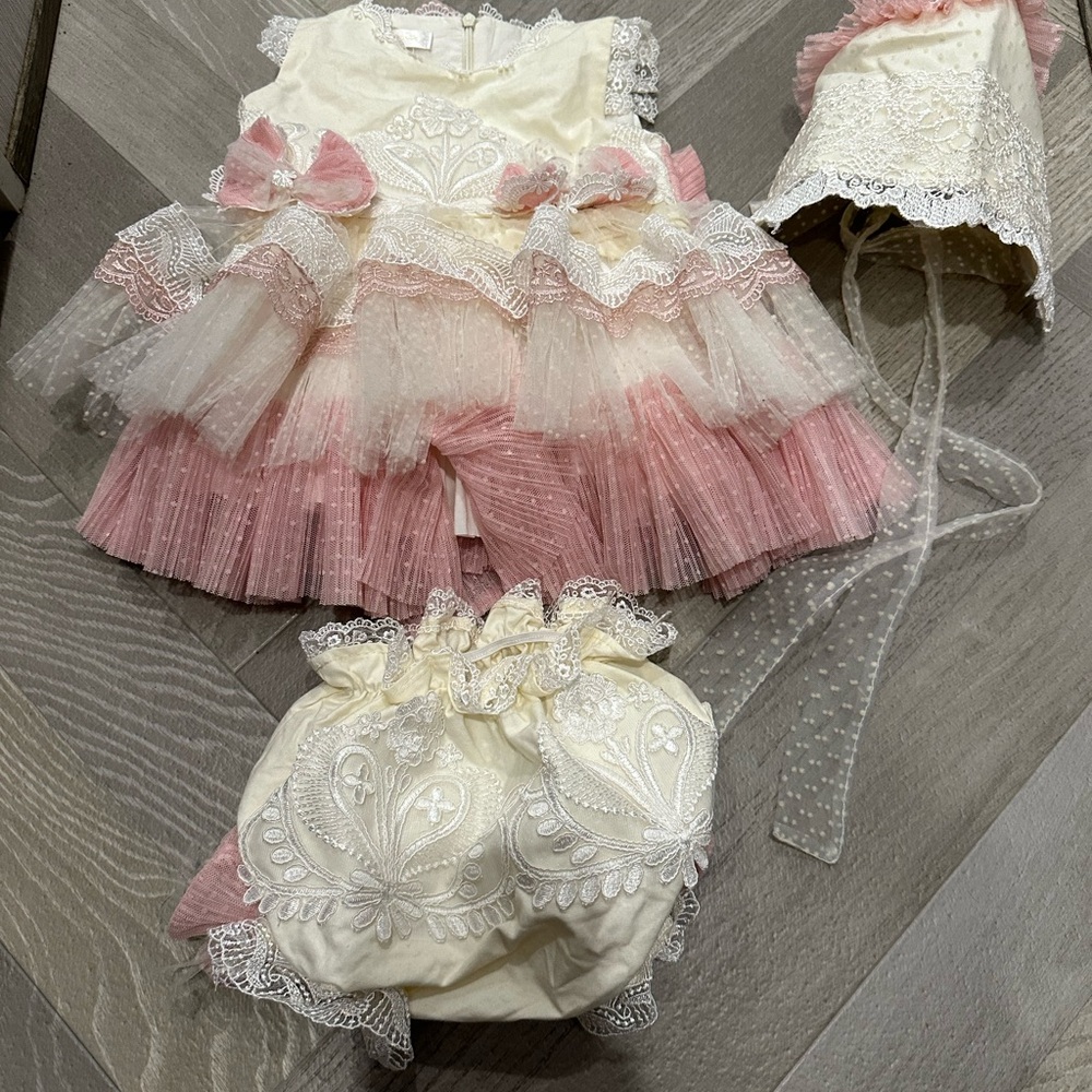 Elegant Pink and Cream Kids Dress Set